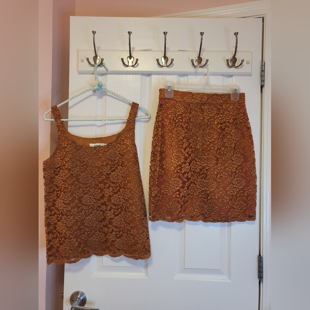 Vintage Auburn Lace 2pc Dress
